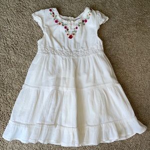 Gymboree white dress with embroidered flowers, 3T